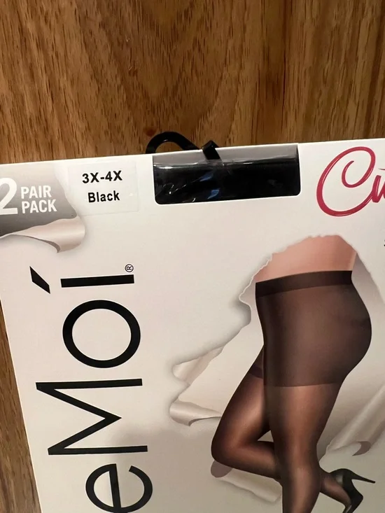 Moi Black Sheer Control Top Pantyhose - 2 Pair - Picture 2 of 4